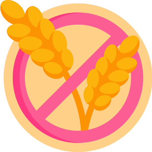 An icon showing two pieces of grain with a red ling through them, indicating the monkey brittle is a gluten free snack